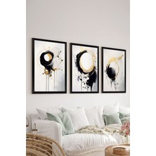 Artavessa 3 Parça Siyah Çerçeve Görünümlü Mdf Poster Tablo Seti - Set 28