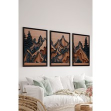 Artavessa 3 Parça Siyah Çerçeve Görünümlü Mdf Poster Tablo Seti - Set 12