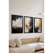 Artavessa 3 Parça Siyah Çerçeve Görünümlü Mdf Poster Tablo Seti - Set 11