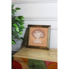 Artavessa Masif Ahşap Çerçeveli Taş Tablo Pano 16  x  16  cm  - Ağaç Model 3