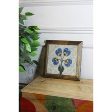 Artavessa Masif Ahşap Çerçeveli Taş Tablo Pano 26  x  26  cm  - Ebru Sanatı 1