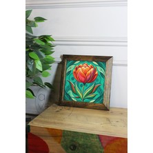 Artavessa Masif Ahşap Çerçeveli Taş Tablo Pano 26  x  26  cm  - Bahar ve Çiçek 1