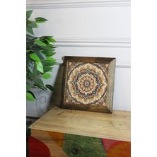 Artavessa Masif Ahşap Çerçeveli Taş Tablo Pano 16  x  16  cm  - Mandala 1