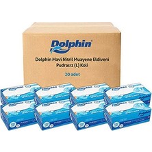 Dolphin Pudrasız Mavi Nitril Muayene Eldiveni L Beden 20 Paket Koli