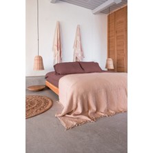 Cocoon %100 Pamuk 4 Kat Müslin Çift Kişilik Yatak Örtüsü Mercan Rengi / Açık Pembe 240x260