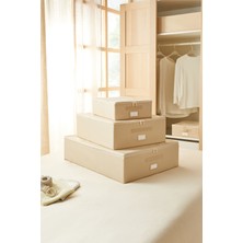 Ocean Home Textile Ocean Home Te x tile 3'lü Bej Balıksırtı Destekli Hurç Set 31  x  38  x  12 + 45  x  55  x  18 + 55  x  70  x  18  cm