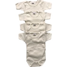 Bebek 4'lü Yarım Kollu Çıtçıtlı %100 Pamuklu Body Zıbın-Krem 18-24 Ay