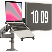 Timob Nb H180-FP Çift Kol Amortisörlü Monitör Tutucu ve 10"-17" Laptop Standı