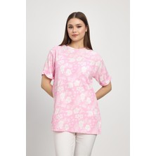 Rays 4357A Çiçek Desen Tişört Şeker Pembe