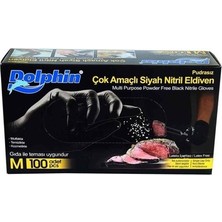 Dolphin Çok Amaçlı Siyah Nitril Eldiven M 100 Adet  x  20 Paket - Koli