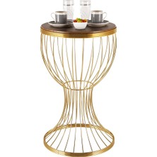 Begüsa Tarz 2 Yönlü Gold Kaplamalı Ceviz Sehpa