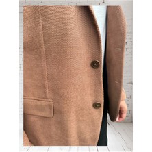Açık Kahverengi Petek Dokulu Erkek Blazer Spor Ceket