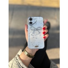 Iphone 16 Uyumlu Fiyonk Desenli Şeffaf Pinteret Taşlı Lüx Kılıf