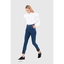 GIZIA Paçası Garni Kumaş Detaylı Mavi Skinny Jean