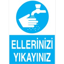 1Beyaz Reklam Ellerinizi Yıkayınız Uyarı Tabelası - 50x70 Alüminyum Kompozit Panel - TD34