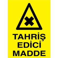 1Beyaz Reklam Tahriş Edici Madde Uyarı Tabelası - 50x70 Alüminyum Kompozit Panel - TM16