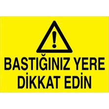 1Beyaz Reklam Bastığınız Yere Dikkat Edin Uyarı Tabelası - 50x70 Alüminyum Kompozit Panel - TU6