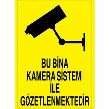 1Beyaz Reklam Bu Bina Kamera Sistemi İle Gözetlenmektedir Uyarı Tabelası - 50x70 Alüminyum Kompozit Panel - KC3