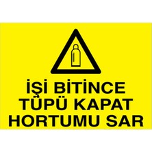 1Beyaz Reklam İşin Bitince Tüpü Kapat Hortumu Sar Uyarı Tabelası - 70x100 Alüminyum Kompozit Panel - TÜ20