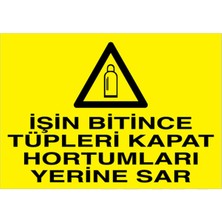 1Beyaz Reklam İşin Bitince Tüpleri Kapat Hortumları Yerine Sar Uyarı Tabelası - 50x70 Foreks - TÜ19