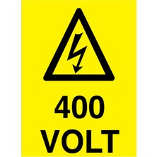 1Beyaz Reklam 400 Volt Uyarı Tabelası - 50 x 70 Alüminyum Kompozit Panel - VOL14