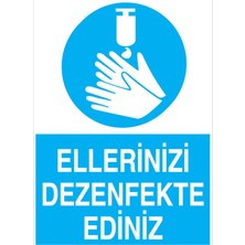 1Beyaz Reklam Ellerini Dezenfekte Ediniz Uyarı Tabelası - 35 x 50 Alüminyum Kompozit Panel - TD35