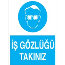 1Beyaz Reklam İş Gözlüğü Takınız Uyarı Tabelası - 70x100 Alüminyum Kompozit Panel - GK2