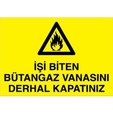 1Beyaz Reklam İşi Biten Bütangaz Vanasını Derhal Kapatınız Uyarı Tabelası - 50x70 Alüminyum Kompozit Panel - DG16