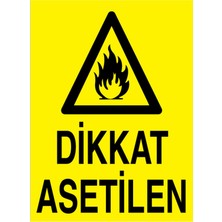 1Beyaz Reklam Dikkat Asetilen Uyarı Tabelası - 50 x 70 Alüminyum Kompozit Panel - TM24