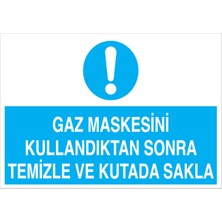 1Beyaz Reklam Gaz Maskesini Kullandıktan Sonra... Uyarı Tabelası - 35x50 Alüminyum Kompozit Panel - TGM9
