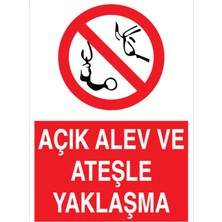 1Beyaz Reklam Açık Alev Ve Ateşle Yaklaşma Uyarı Tabelası - 20x30 Foreks - AA19
