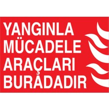 1Beyaz Reklam Yangınla Mücadele Araçları Burdadır Uyarı Tabelası - 20x30 Foreks - Y39