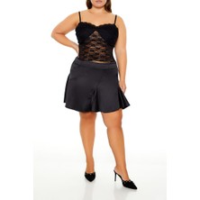 F21 Plus Size Saten Mini Etek