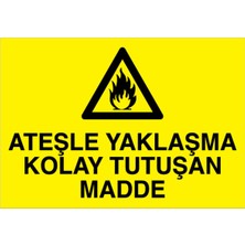 1Beyaz Reklam Ateşle Yaklaşma Kolay Tutuşan Madde Uyarı Tabelası - 70x100 Foreks - YP9