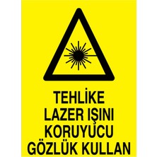 1Beyaz Reklam Tehlike Lazer Işını Koruyucu Gözlük Kullan Uyarı Tabelası - 70 x 100 Foreks - Rlı5