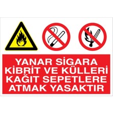 1Beyaz Reklam Yanar Sigara Kibrit Ve Külleri Kağıt Sepetlere Atmak Yasaktır Uyarı Tabelası - 70x100 Foreks - AA3