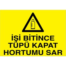 1Beyaz Reklam İşin Bitince Tüpü Kapat Hortumu Sar Uyarı Tabelası - 20x30 Foreks - TÜ20