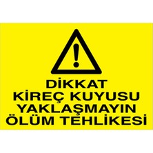 1Beyaz Reklam Dikkat Kireç Kuyusu Yaklaşmayın Ölüm Tehlikesi Uyarı Tabelası - 35x50 Foreks - Dİ56