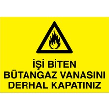 1Beyaz Reklam İşi Biten Bütangaz Vanasını Derhal Kapatınız Uyarı Tabelası - 35x50 Foreks - DG16