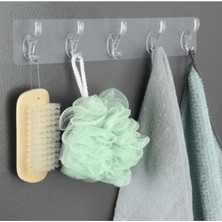 Btm Home 5'li Yapışkanlı Şeffaf Duvar Askısı Banyo Mutfak Düzenleyici Askı Pratik Kanca Askılık