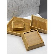 Kare Bambu, Çerezlik, Ikramlık, Şekerlik, Lokumluk, Sunumluk Set 4 Lü