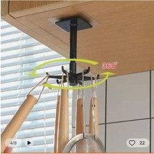 Btm Home Çok Amaçlı  360 Derece Dönen Askı - Banyo Mutfak Bardak Takı Yapışkanlı Askı - Mutfak Askılığı