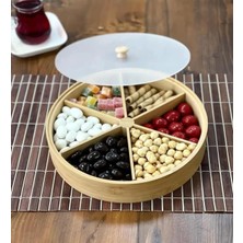 6 Bölmeli Bambu Set: Şekerlik, Çerezlik ve Sunumluk