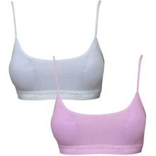 Pedli Ip Askılı Beyaz ve Pembe Büstiyer 2 Adet