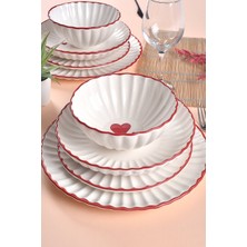 2 Kişilik Love Serisi Yemek Takımı 8 Parça Kalp Desenli