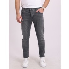 Locus Erkek Koyu Gri Slim Fit Düğmeli Dar Paça Esnek Kot Pantolon LCS58931086