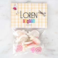Loren Crafts Pembe 8'li Düğme - 3025