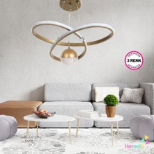 Harnelli 3 Renk Yanabilen Şeker Camlı Modern Ledli Avize