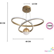 Harnelli 3 Renk Yanabilen Şeker Camlı Modern Ledli Avize