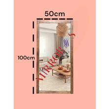 Mirrorss Ahşap Çerçeve Ceviz Renk Ayna Duvar Hol Boy Ayna 100  x  50